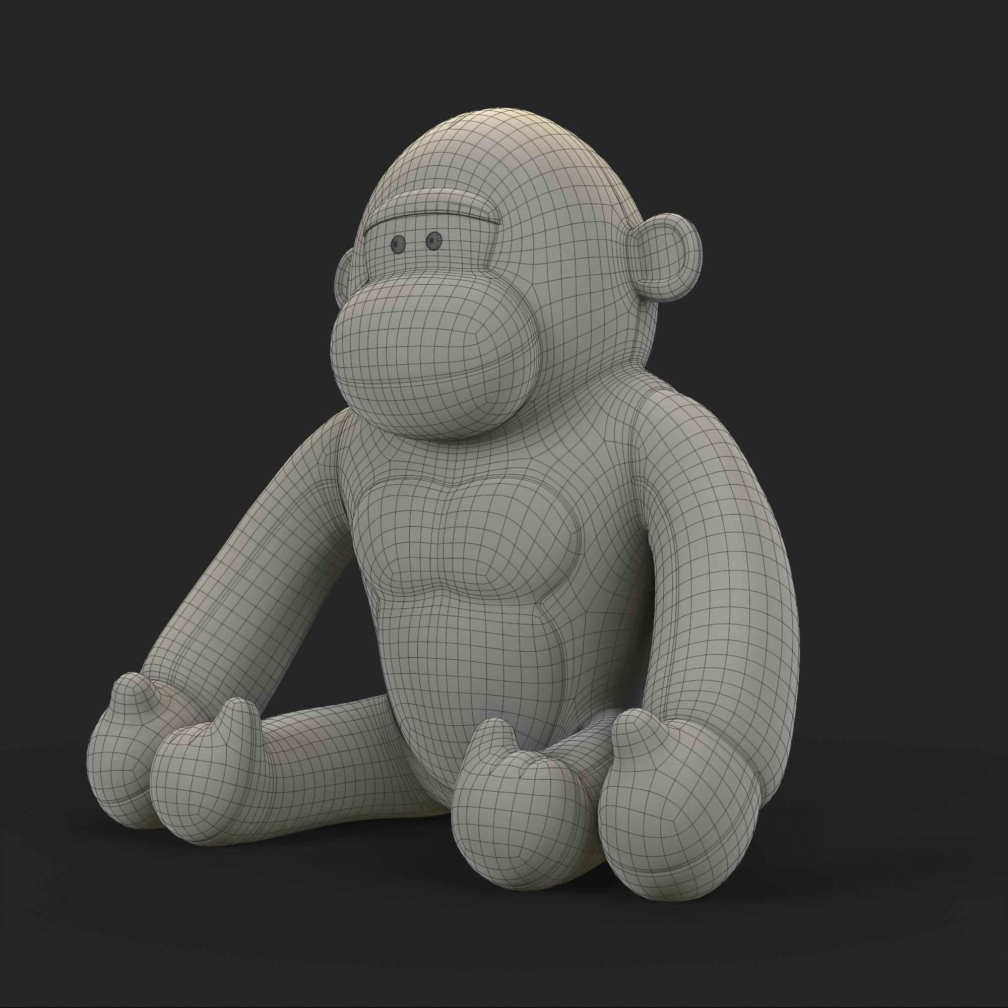 Gorilla Soft Toy Low-poly 3D model_5