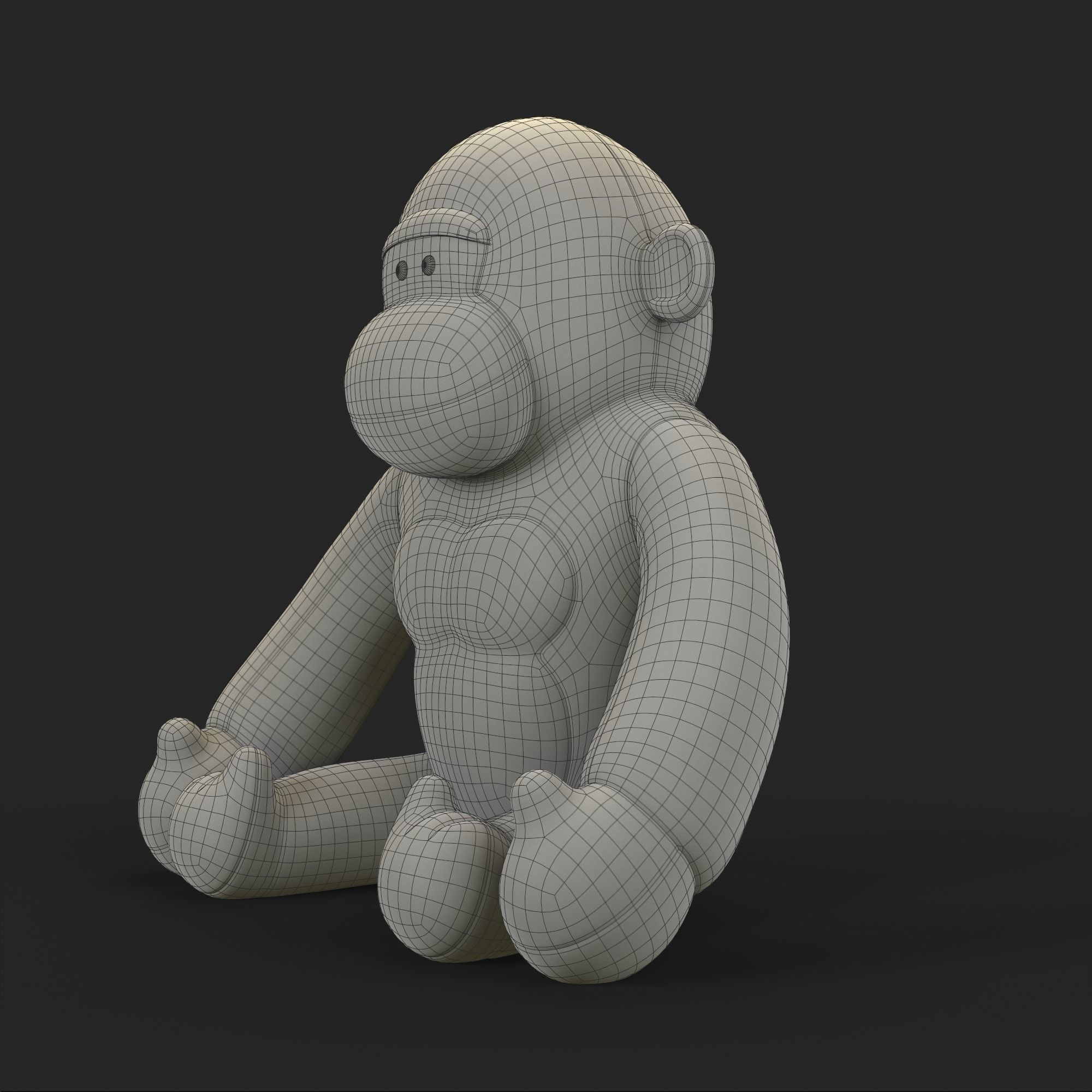 Gorilla Soft Toy Low-poly 3D model_7