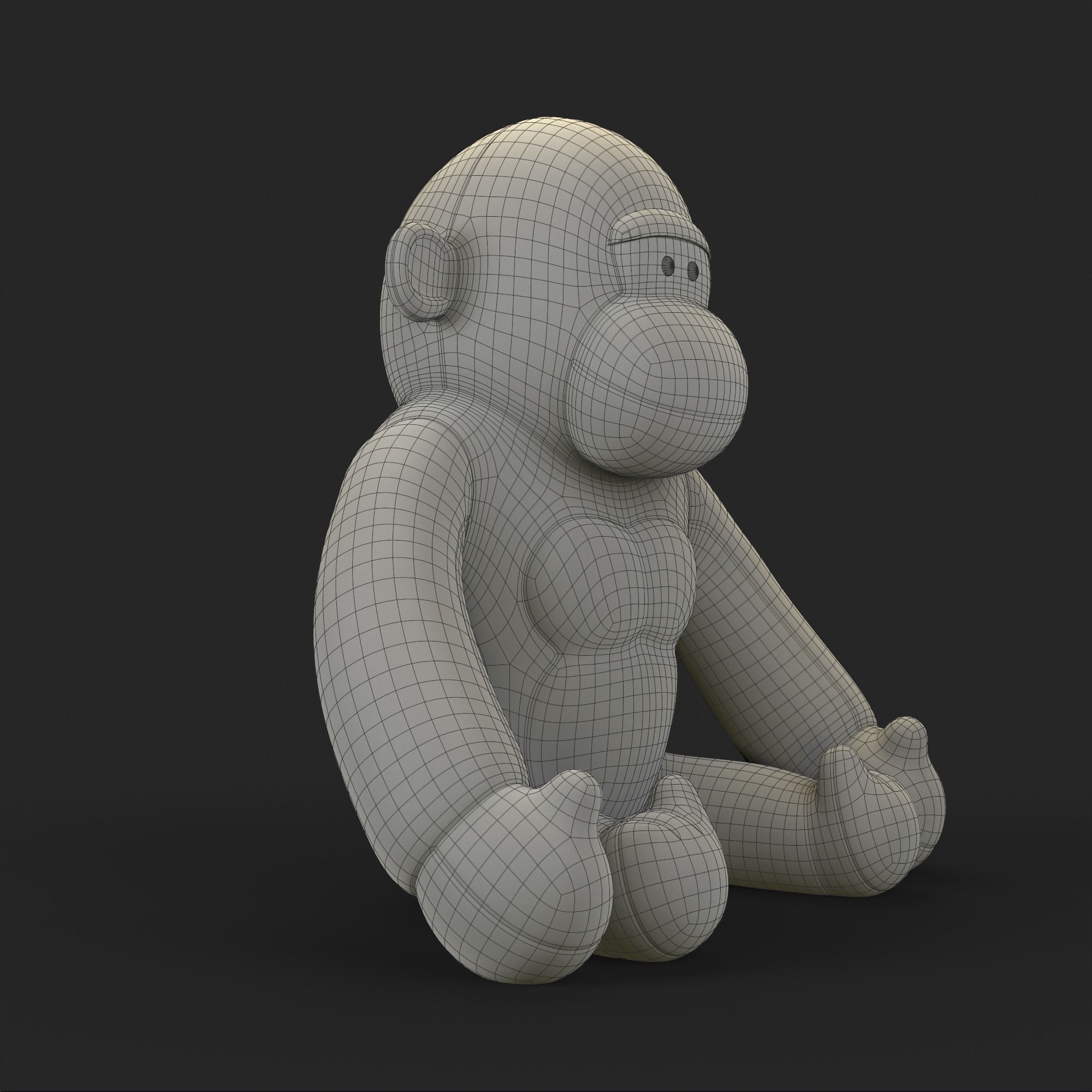 Gorilla Soft Toy Low-poly 3D model_35
