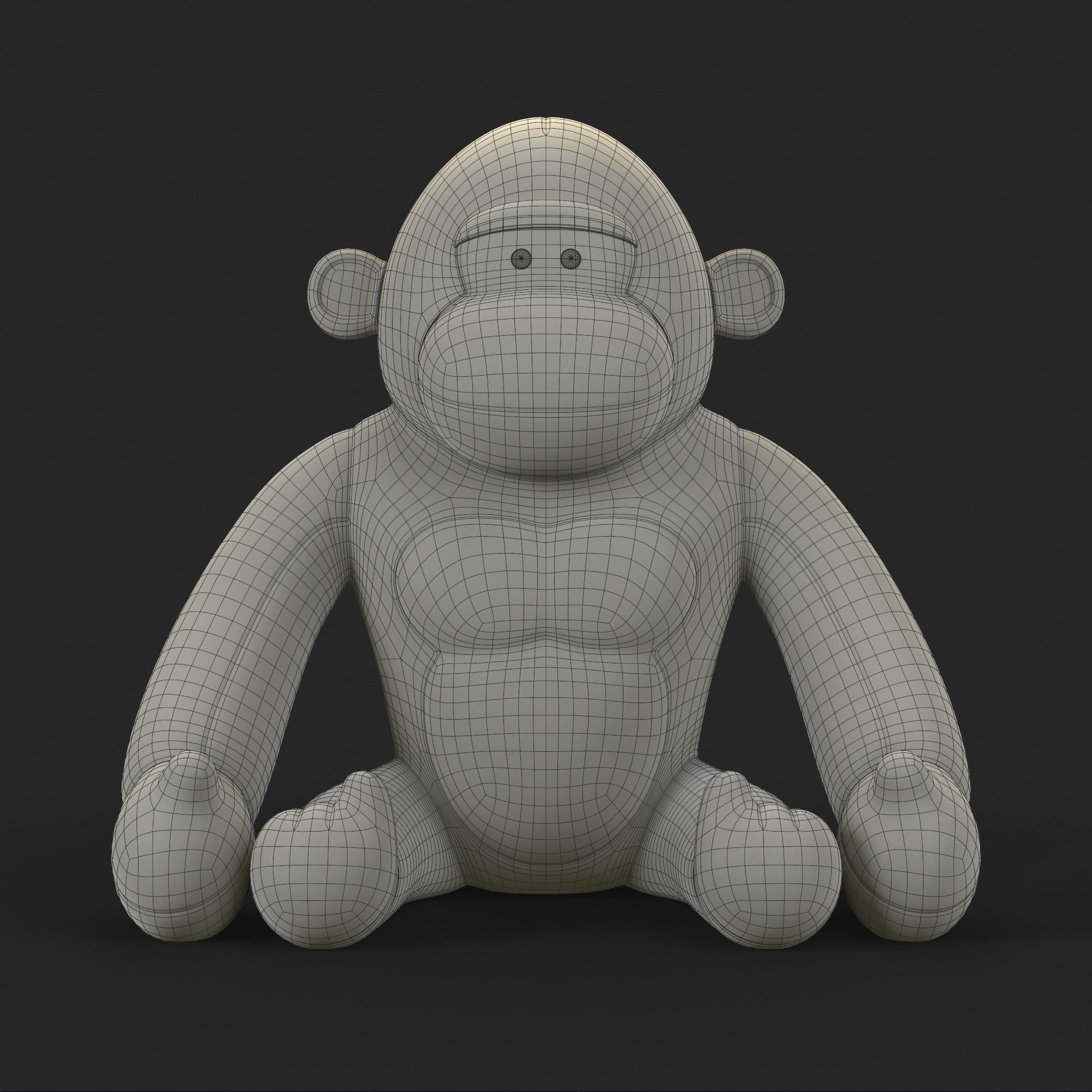 Gorilla Soft Toy Low-poly 3D model_1