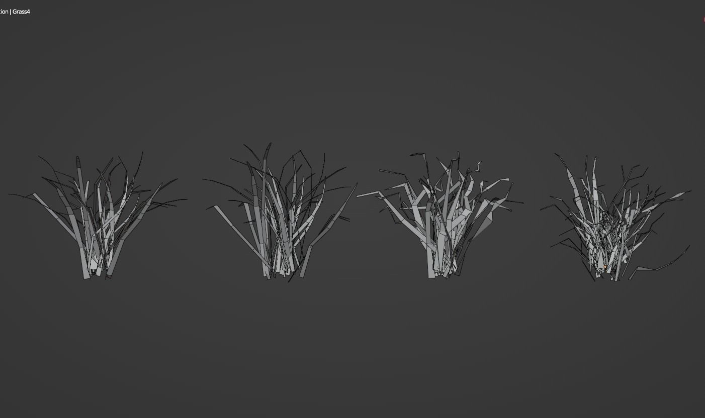 Grass Low Poly Realistic Game Ready 3D Model pack Low-poly 3D model_6