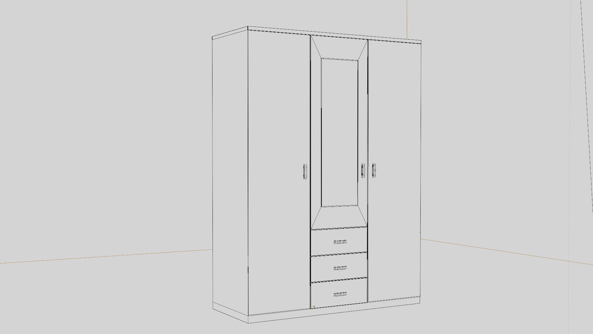 cupboard wardrobe with mirror and drawers Low-poly 3D model_4