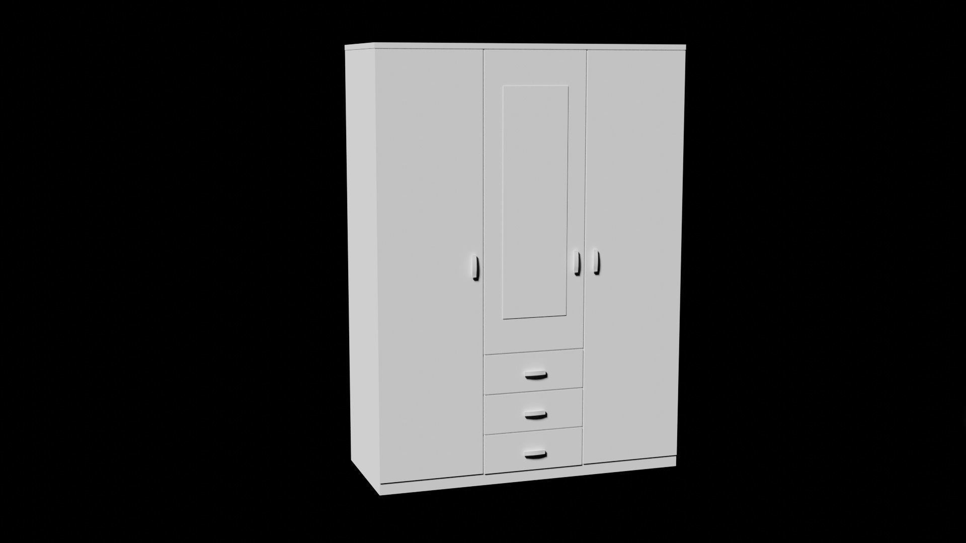 cupboard wardrobe with mirror and drawers Low-poly 3D model_5