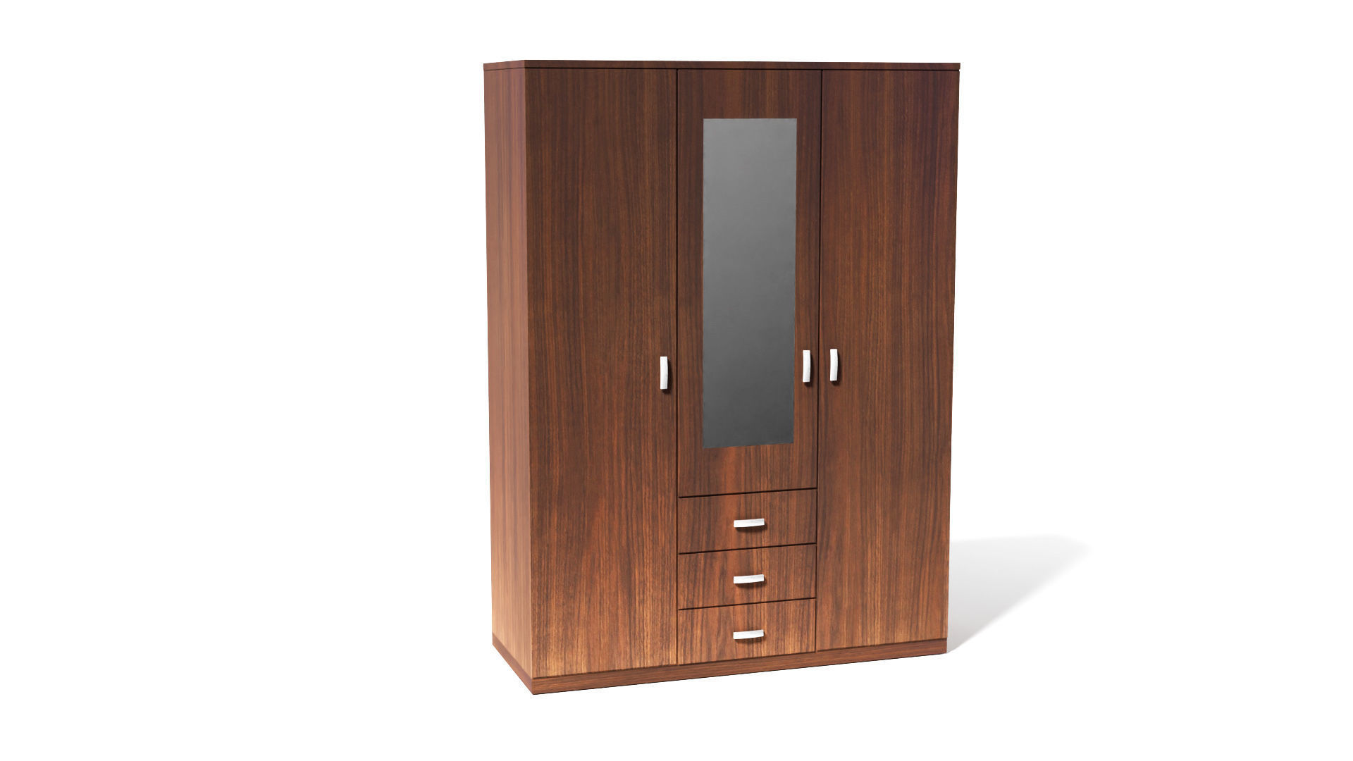 cupboard wardrobe with mirror and drawers Low-poly 3D model_1