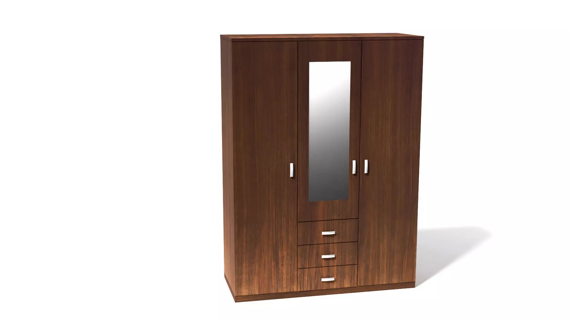cupboard wardrobe with mirror and drawers Low-poly 3D model_0