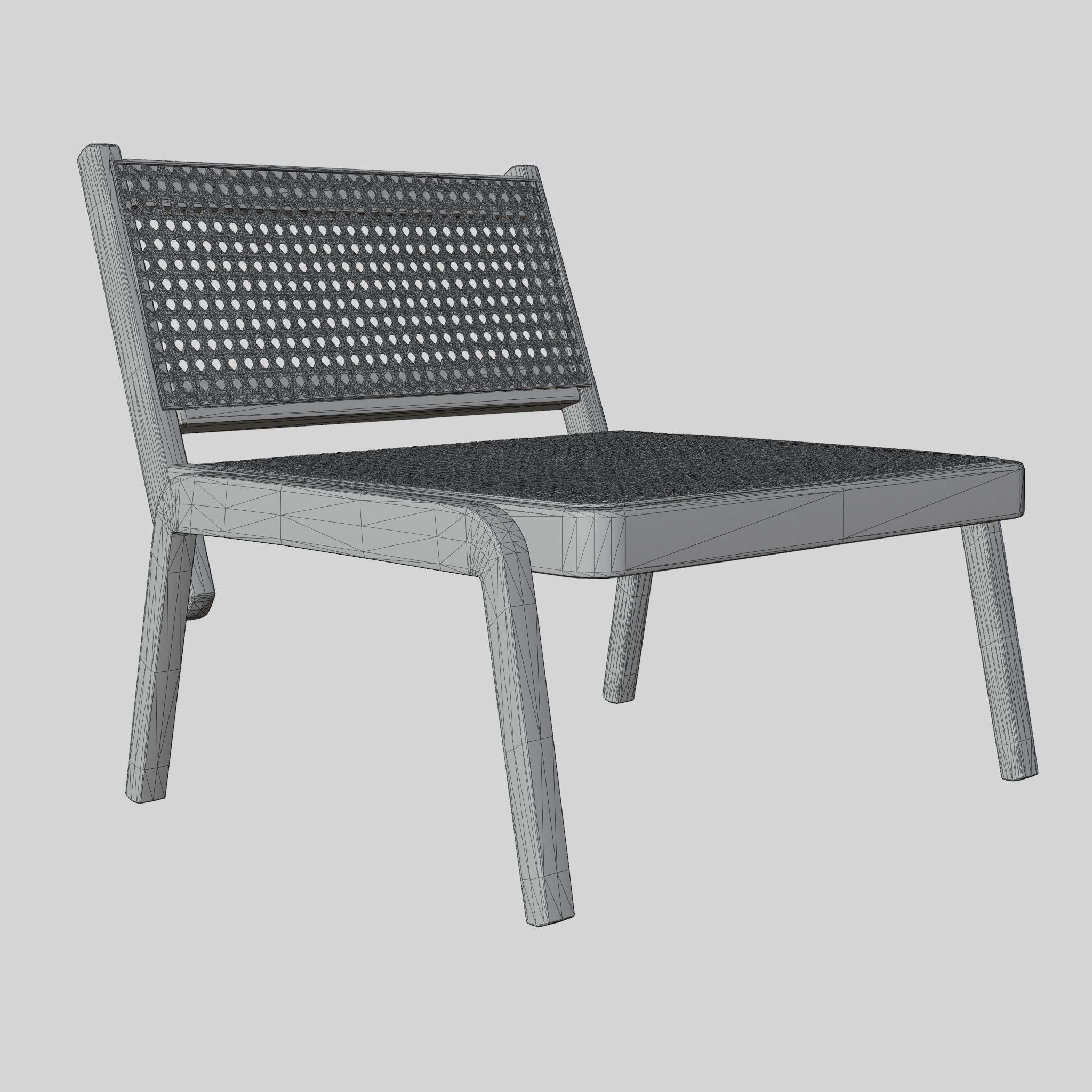 3D Model of a low lounge chair Low-poly 3D model_5