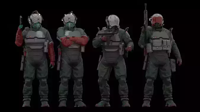 Cyberpunk Trauma Team miniatures 3D print model