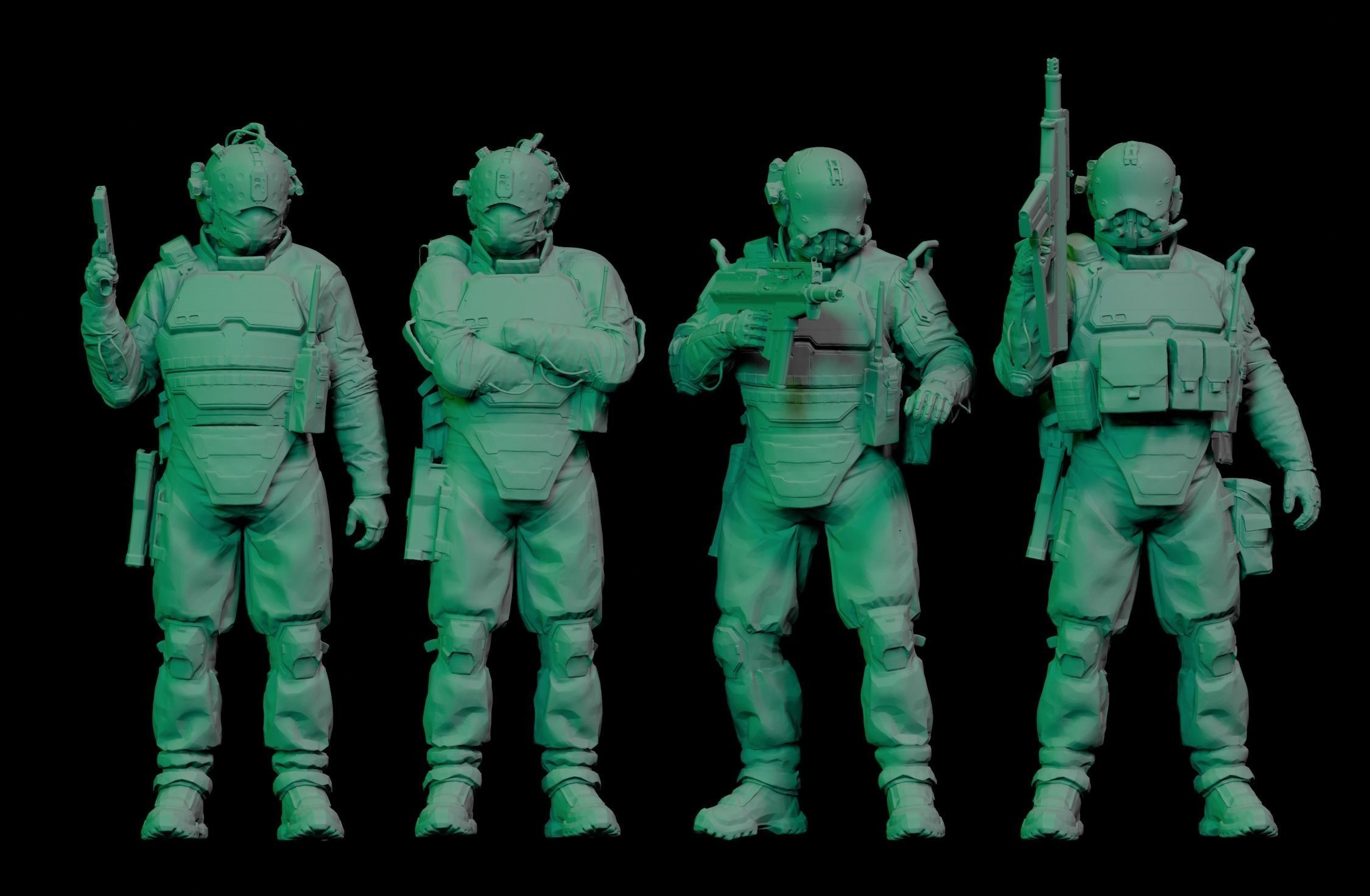Cyberpunk Trauma Team miniatures 3D print model_1