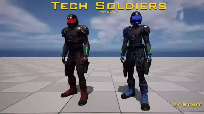 Tech Costume and props for Manny and Quinn Characters 3D model