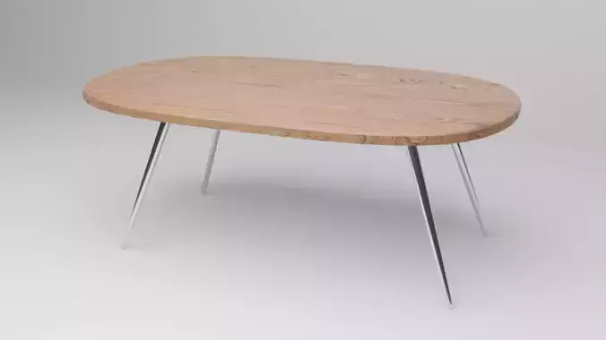 table with metal legs and oval top