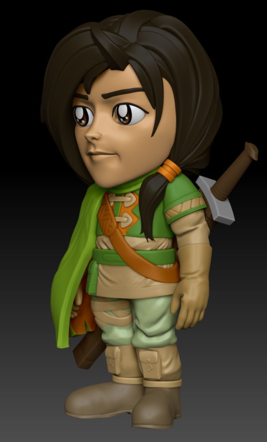 Golden Sun Felix Cartoon Chubby Chibi Figure 3D print model_12