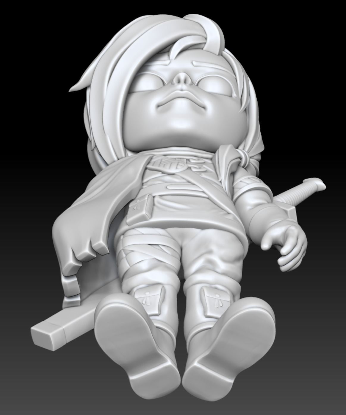 Golden Sun Felix Cartoon Chubby Chibi Figure 3D print model_10