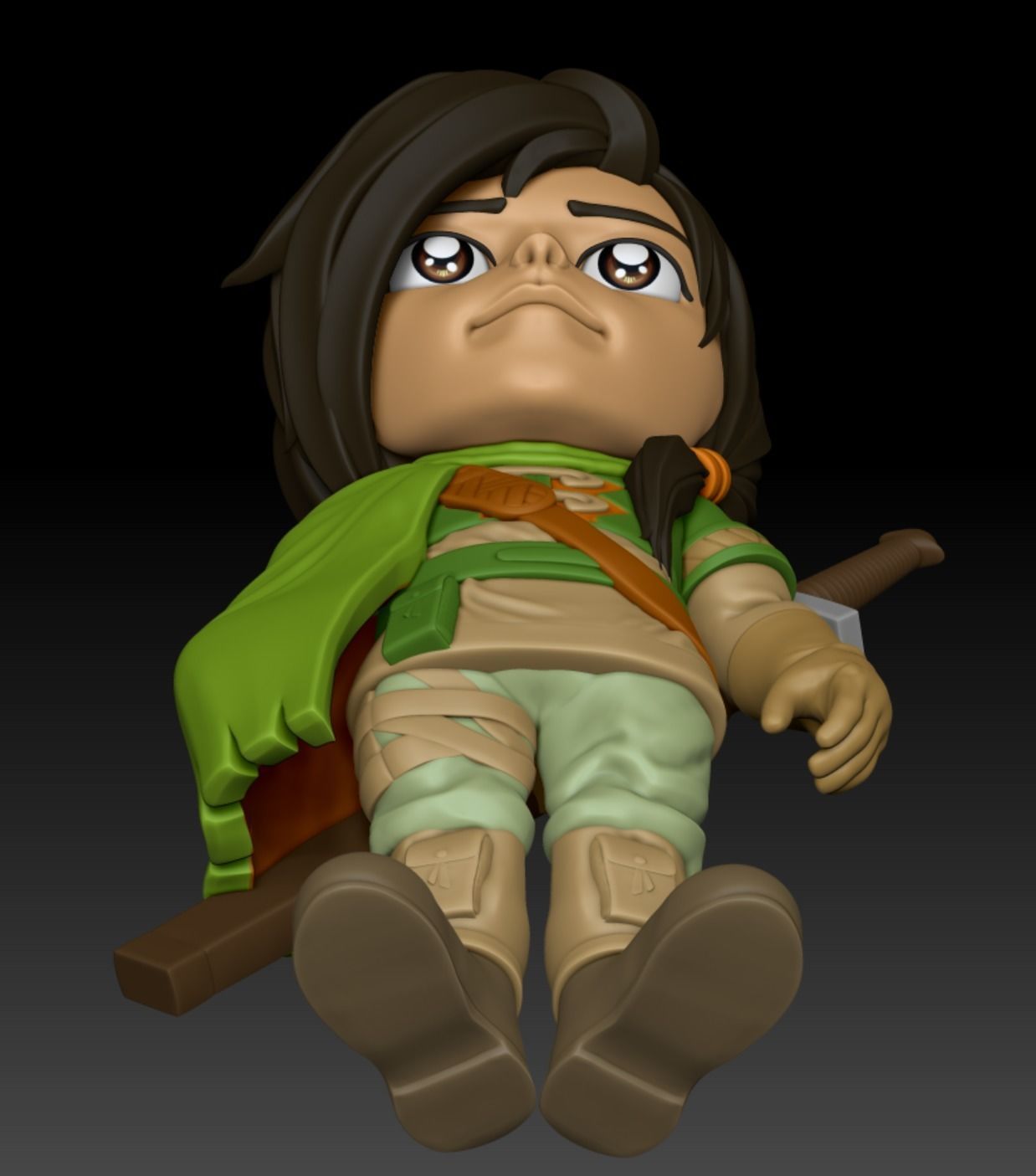 Golden Sun Felix Cartoon Chubby Chibi Figure 3D print model_18