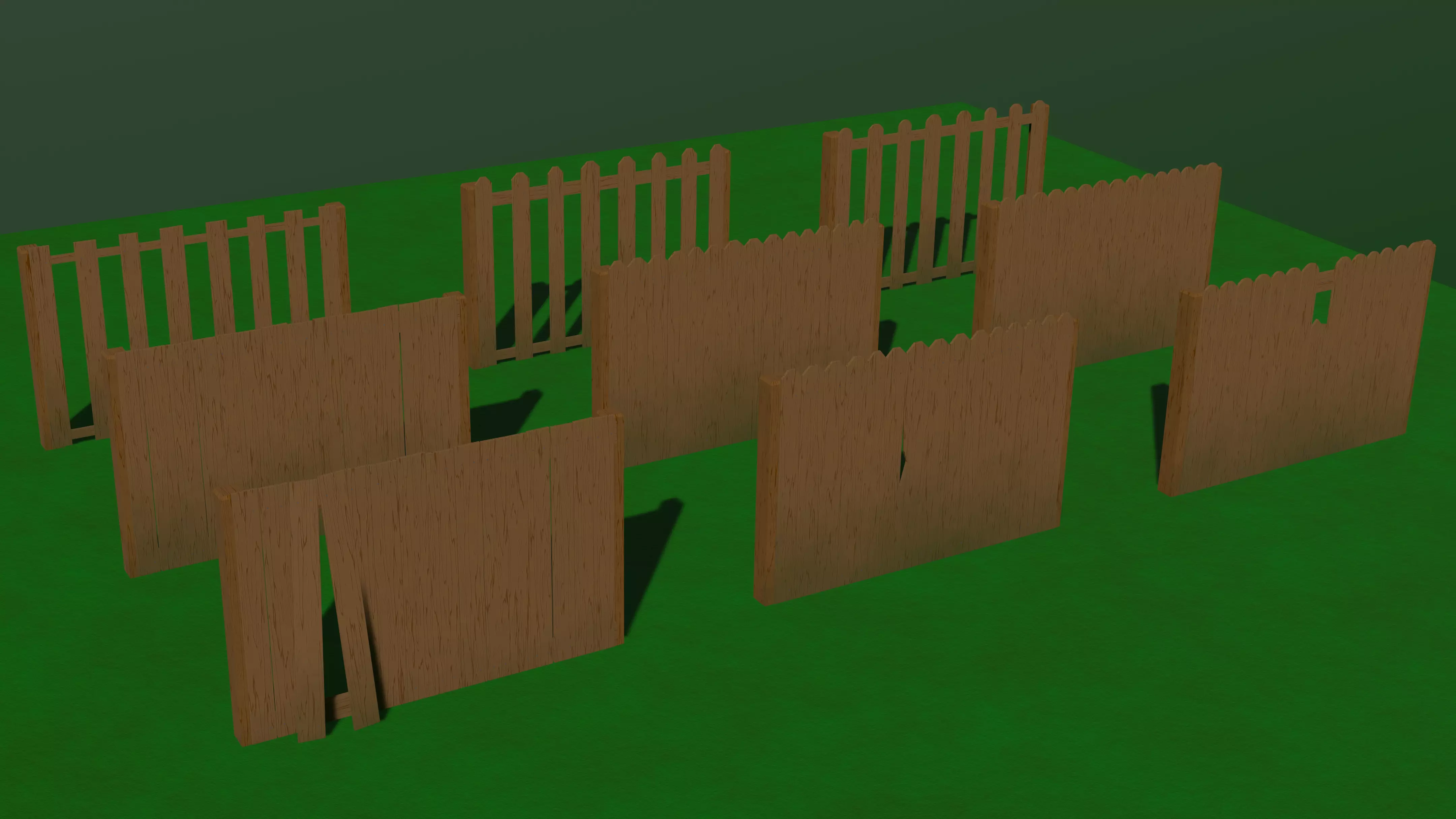 Wooden cartoon fance 3D model_0