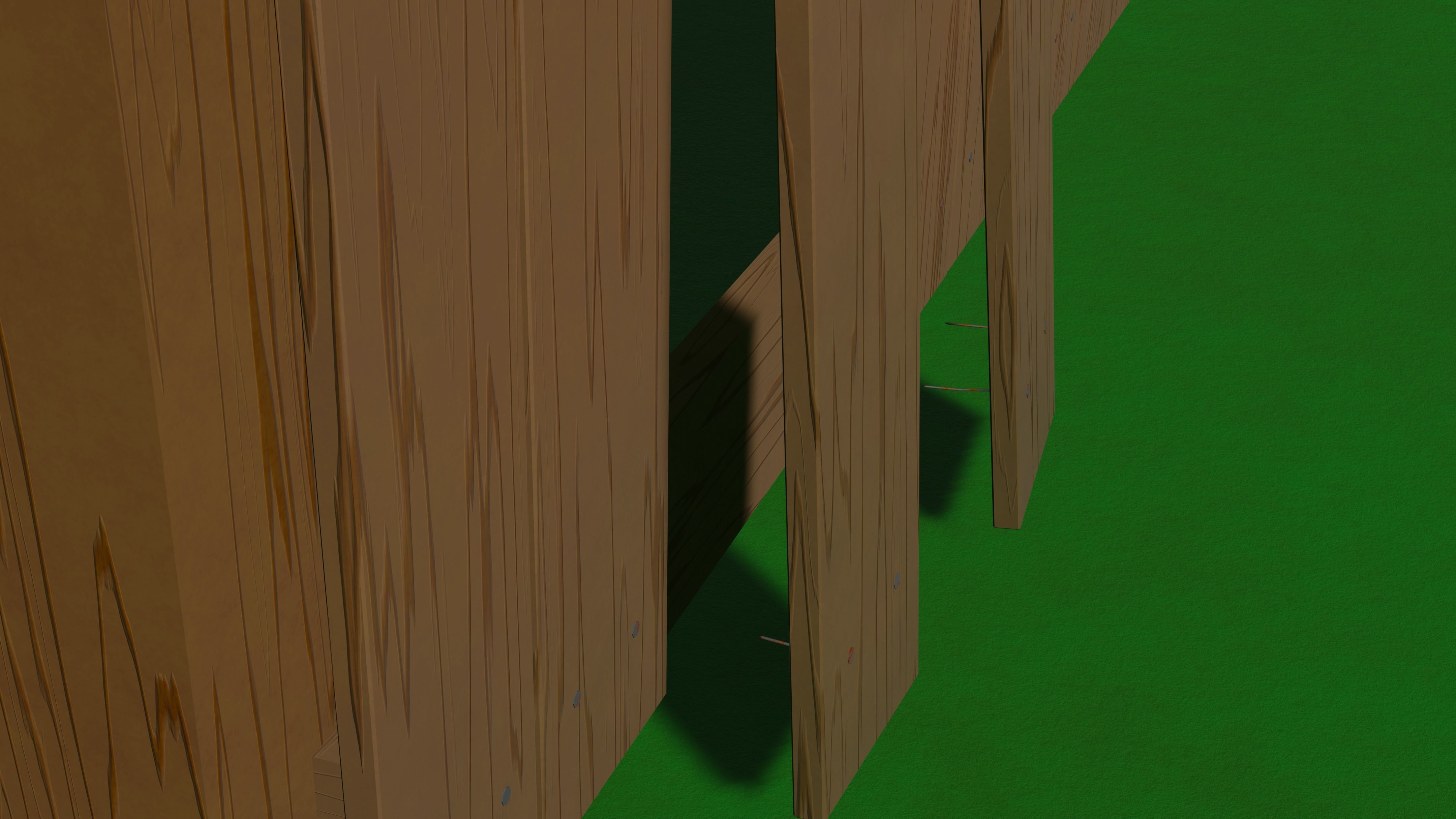 Wooden cartoon fance 3D model_2