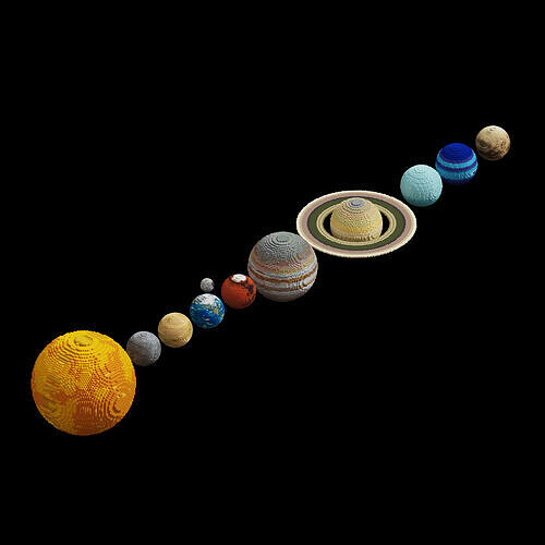 Voxel Solar System Planets 11 Items Low-poly 3D model