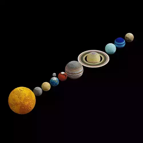Voxel Solar System Planets 11 Items Low-poly 3D model