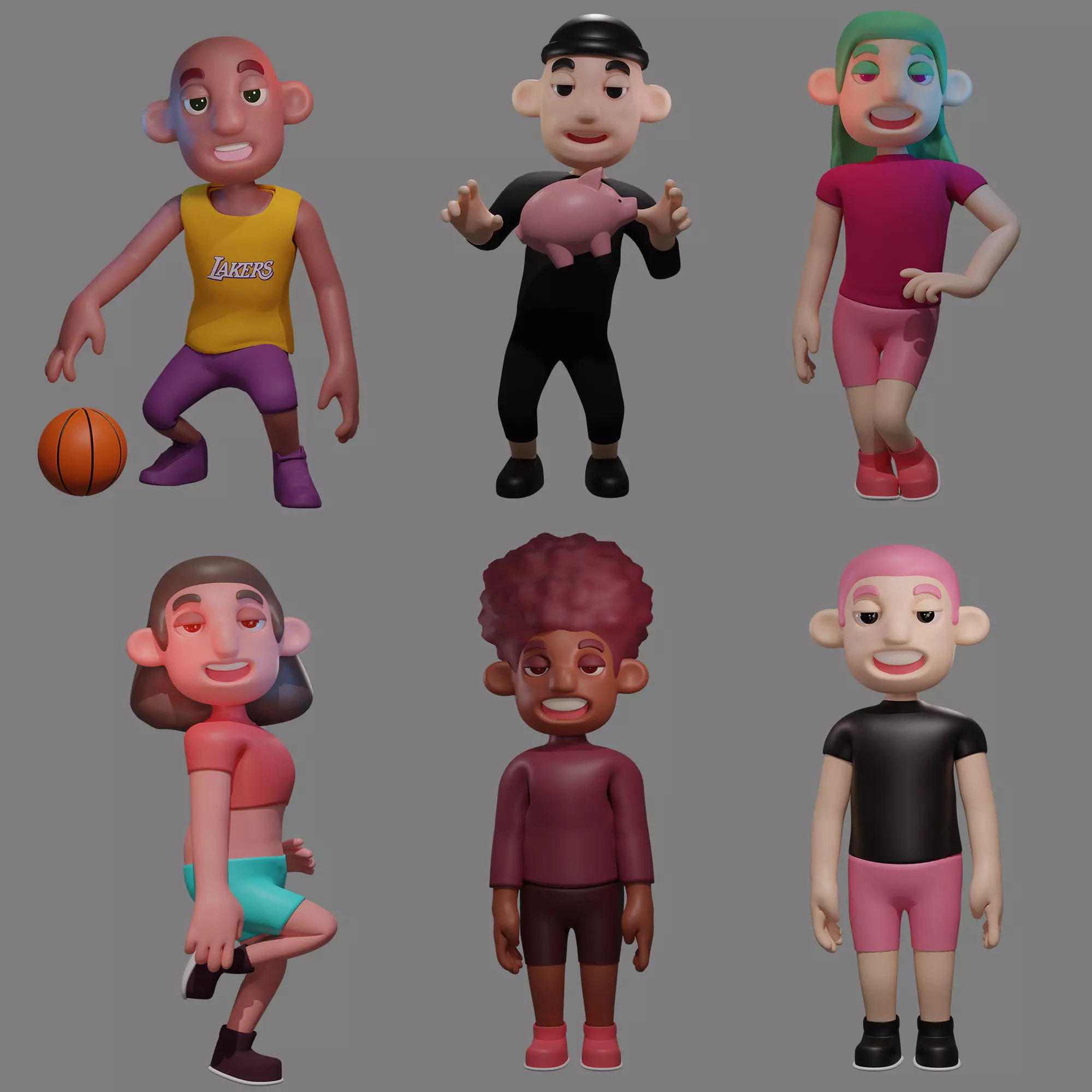 Characters pack  Low-poly 3D model_0