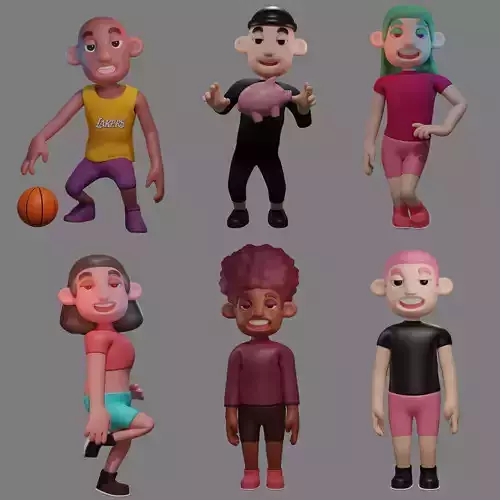 Characters pack  Low-poly 3D model