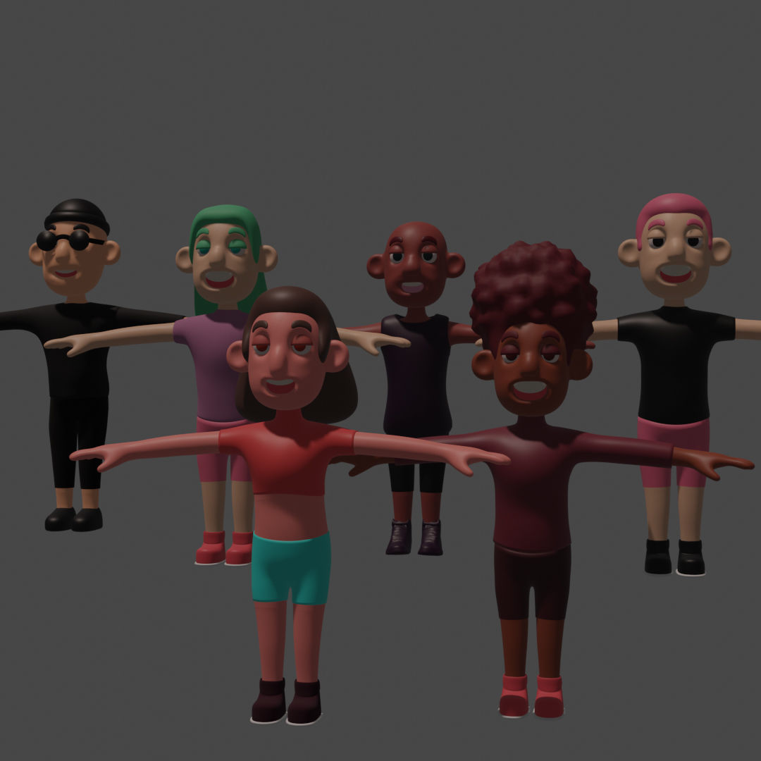 Characters pack  Low-poly 3D model_1