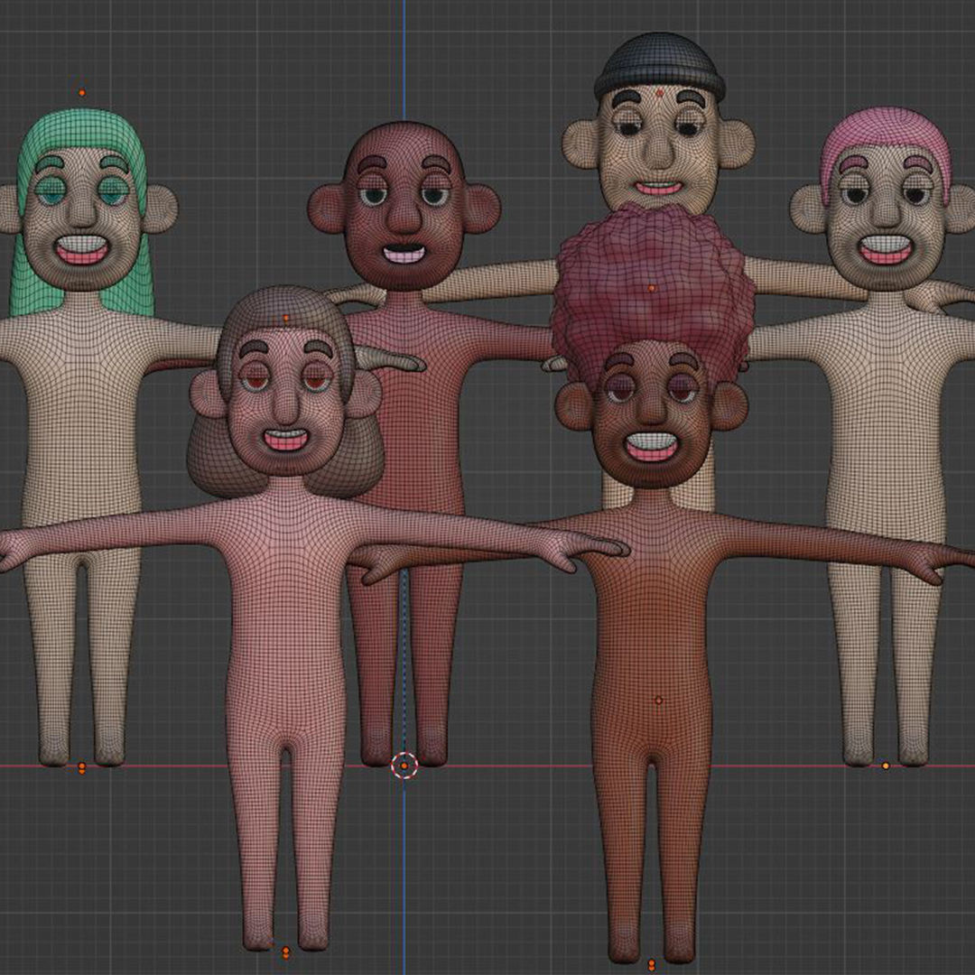 Characters pack  Low-poly 3D model_2
