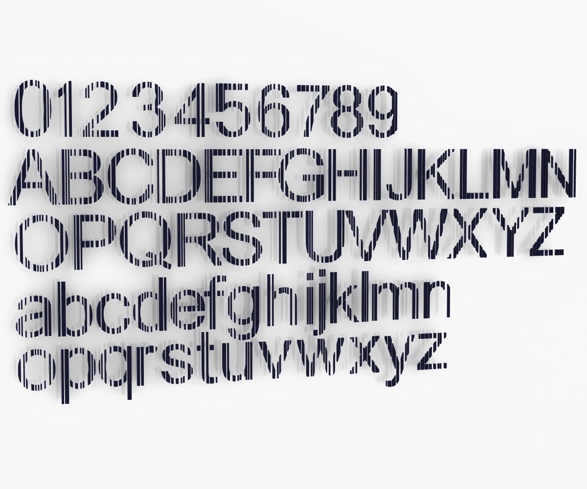 Barcode Font 3D model_1