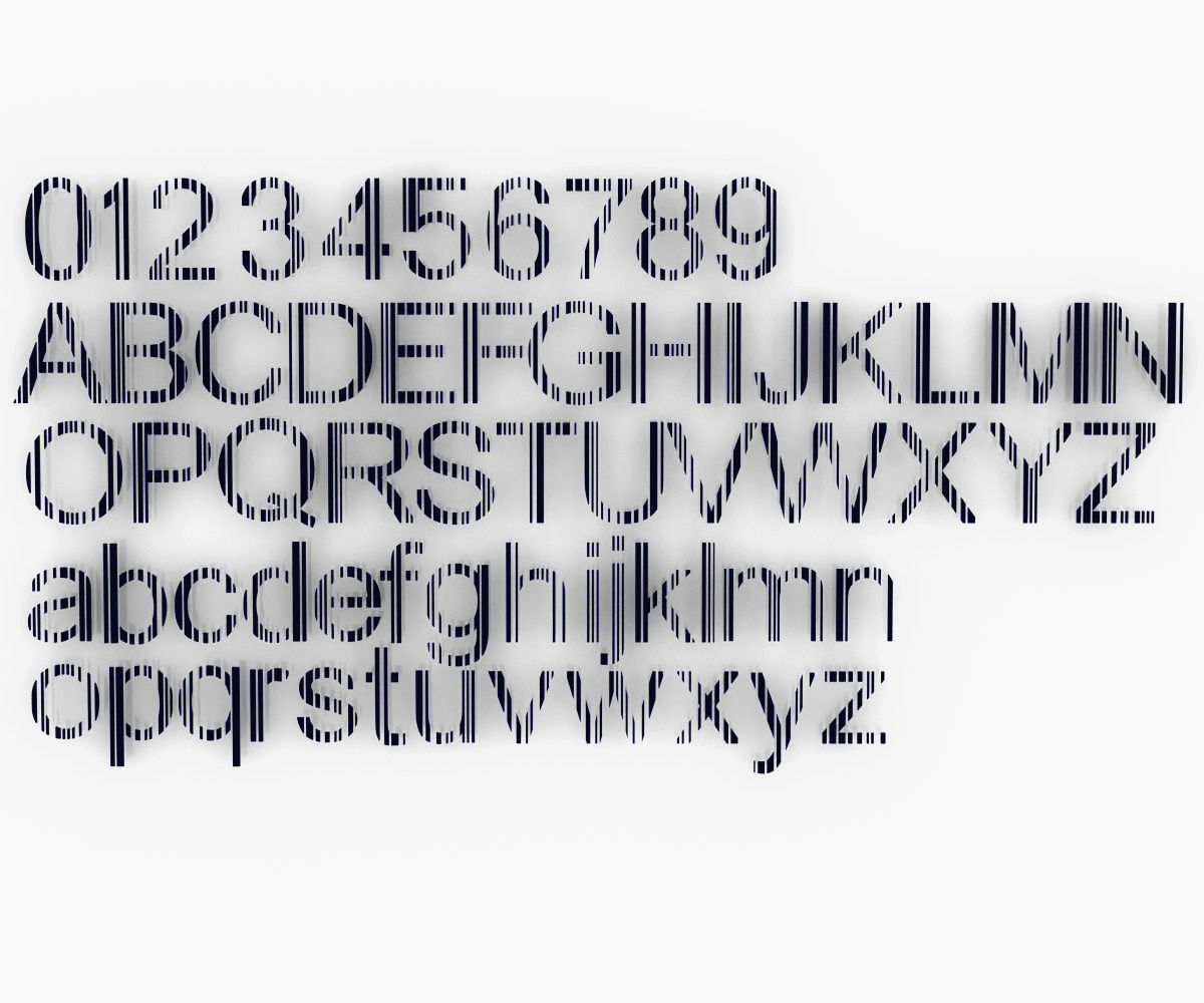 Barcode Font 3D model_3