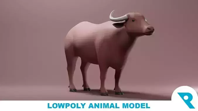 Water Buffalo Base Mesh Low-poly 3D model