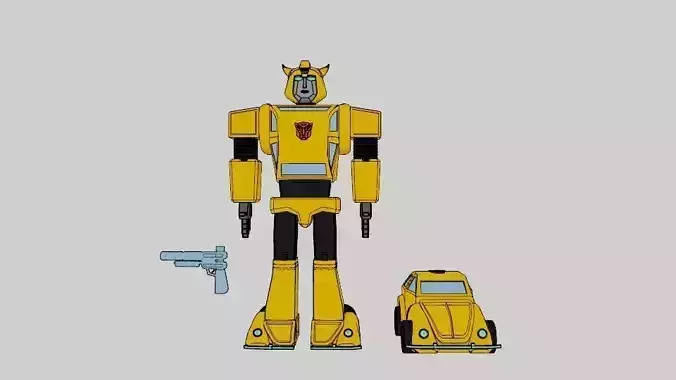 Bumblebee Combo - Robot - Gun - Car Mode -  Low Poly Model 3D model