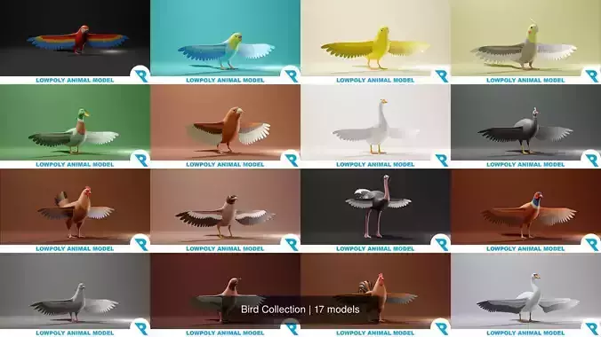 Bird Collection parrot with wings spread 