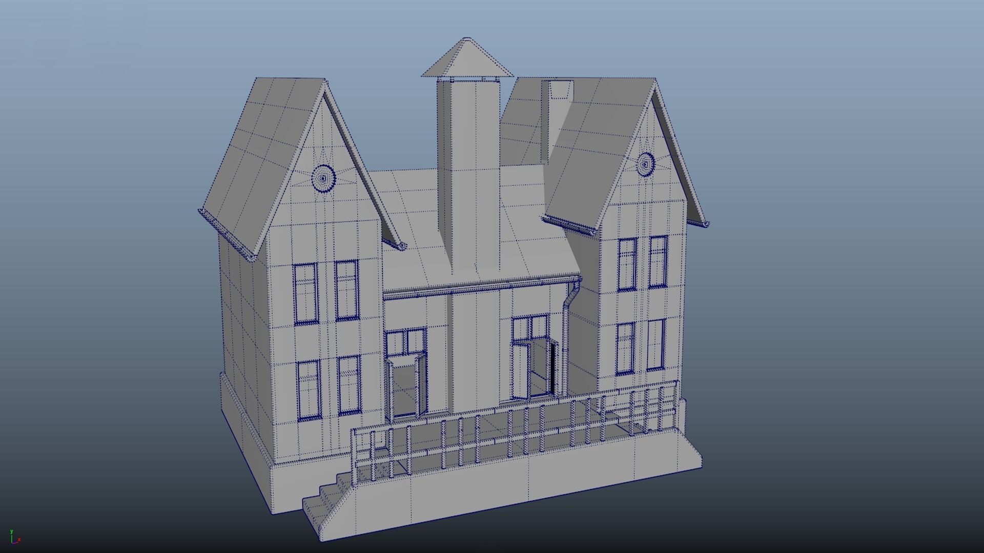 House homestead villa PBR game ready Low-poly 3D model_6
