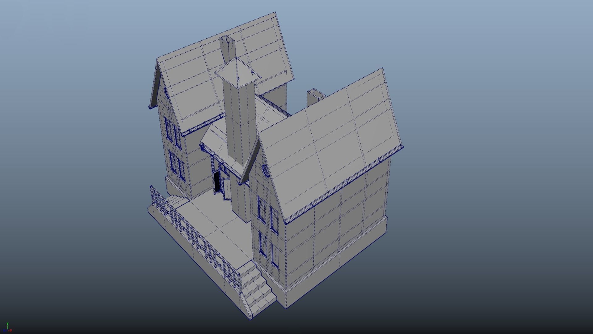 House homestead villa PBR game ready Low-poly 3D model_7