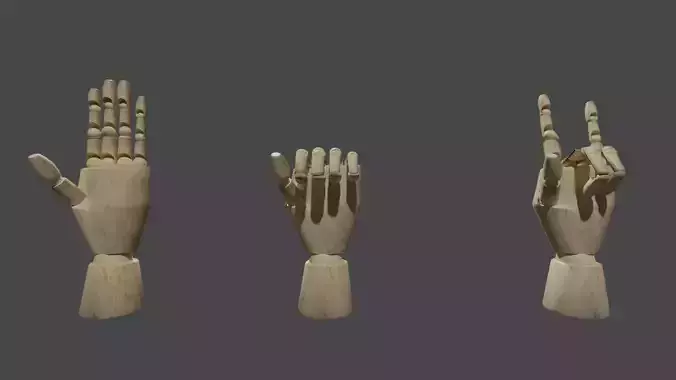 Wooden Hand Posable Articulated 3D model