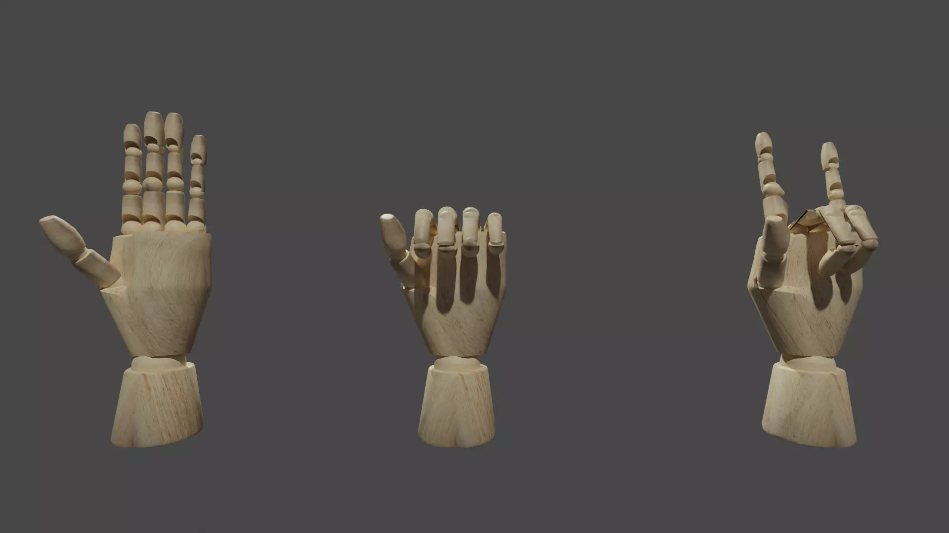 Wooden Hand Posable Articulated 3D model