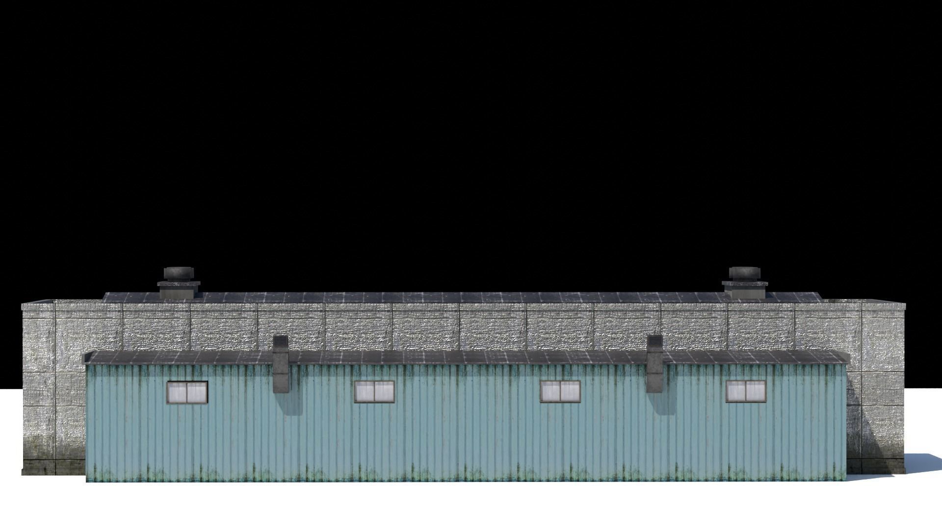 Industrial Building Low-poly 3D model_3