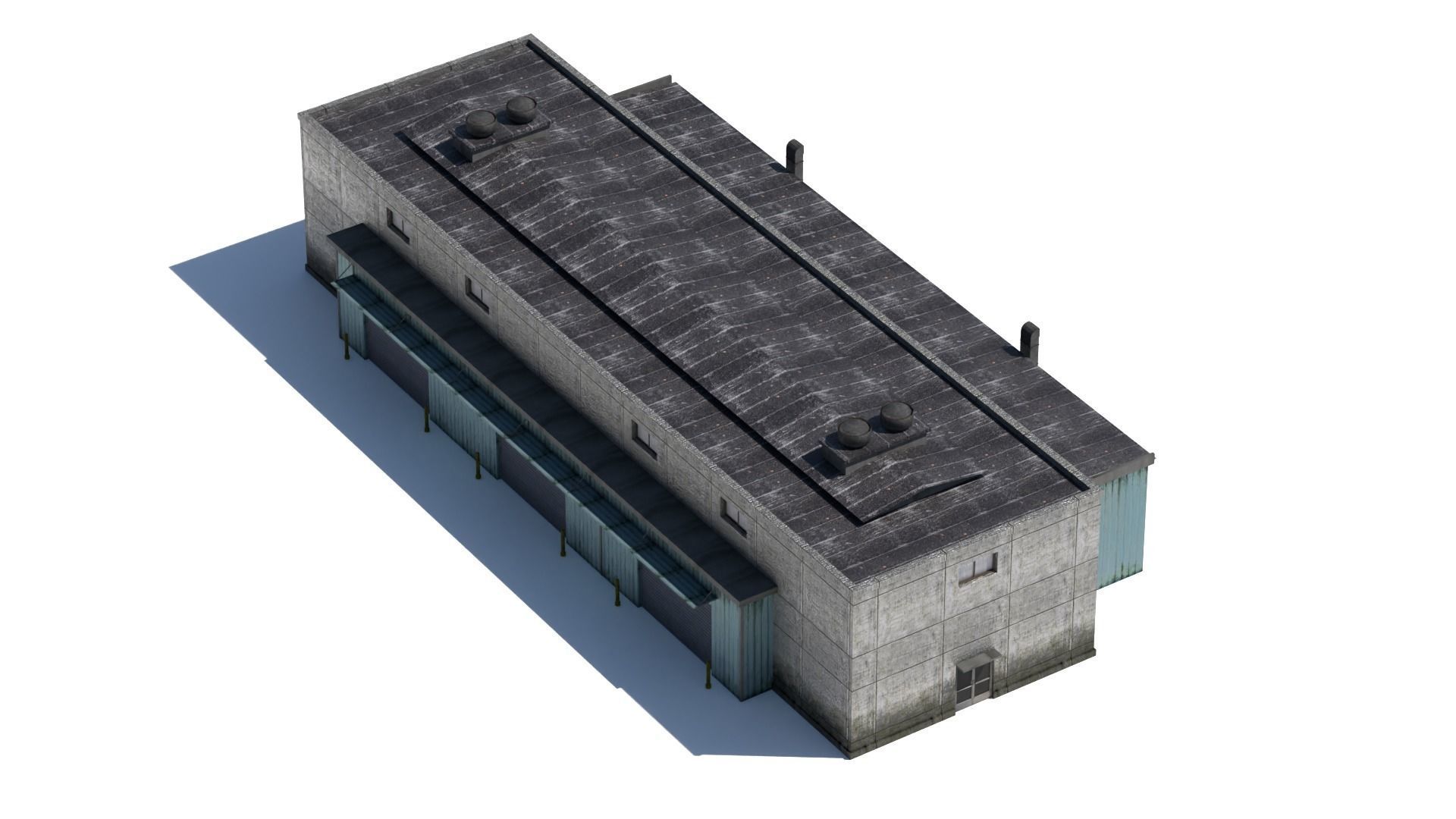 Industrial Building Low-poly 3D model_2