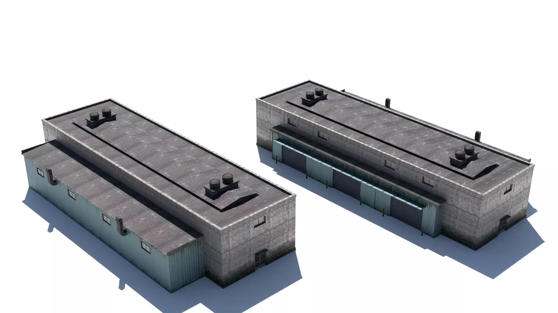 Industrial Building Low-poly 3D model_0