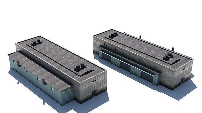 Industrial Building Low-poly 3D model