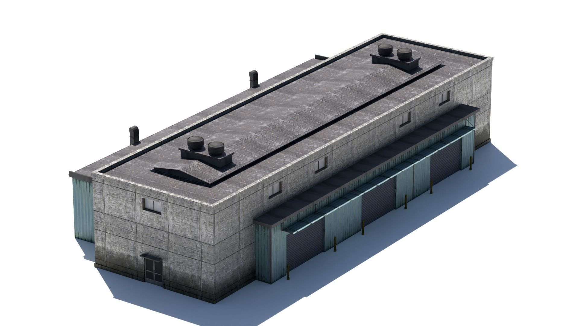 Industrial Building Low-poly 3D model_1