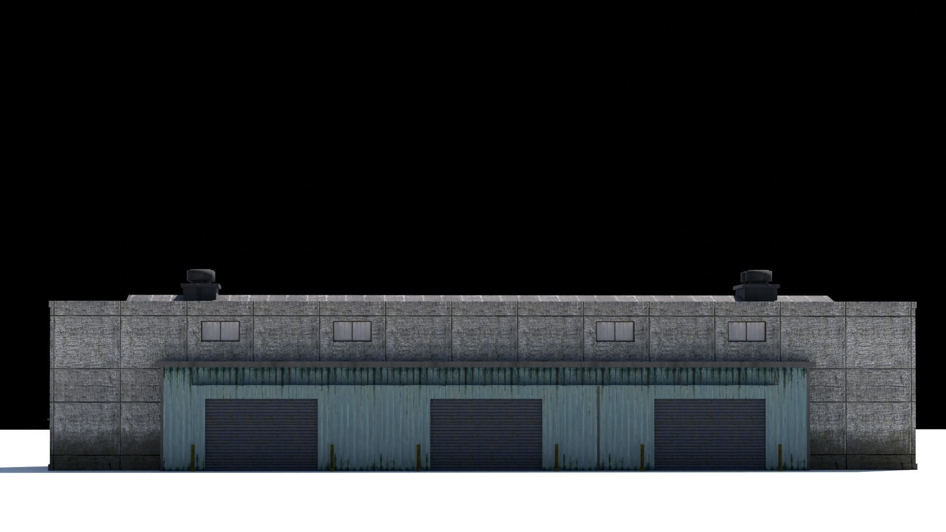 Industrial Building Low-poly 3D model_4