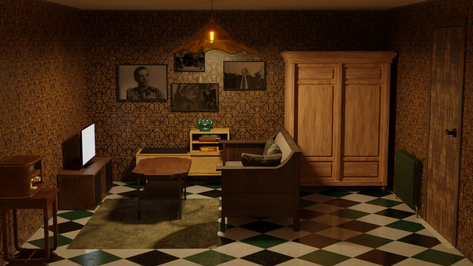 Vintage Living room 3D model_0