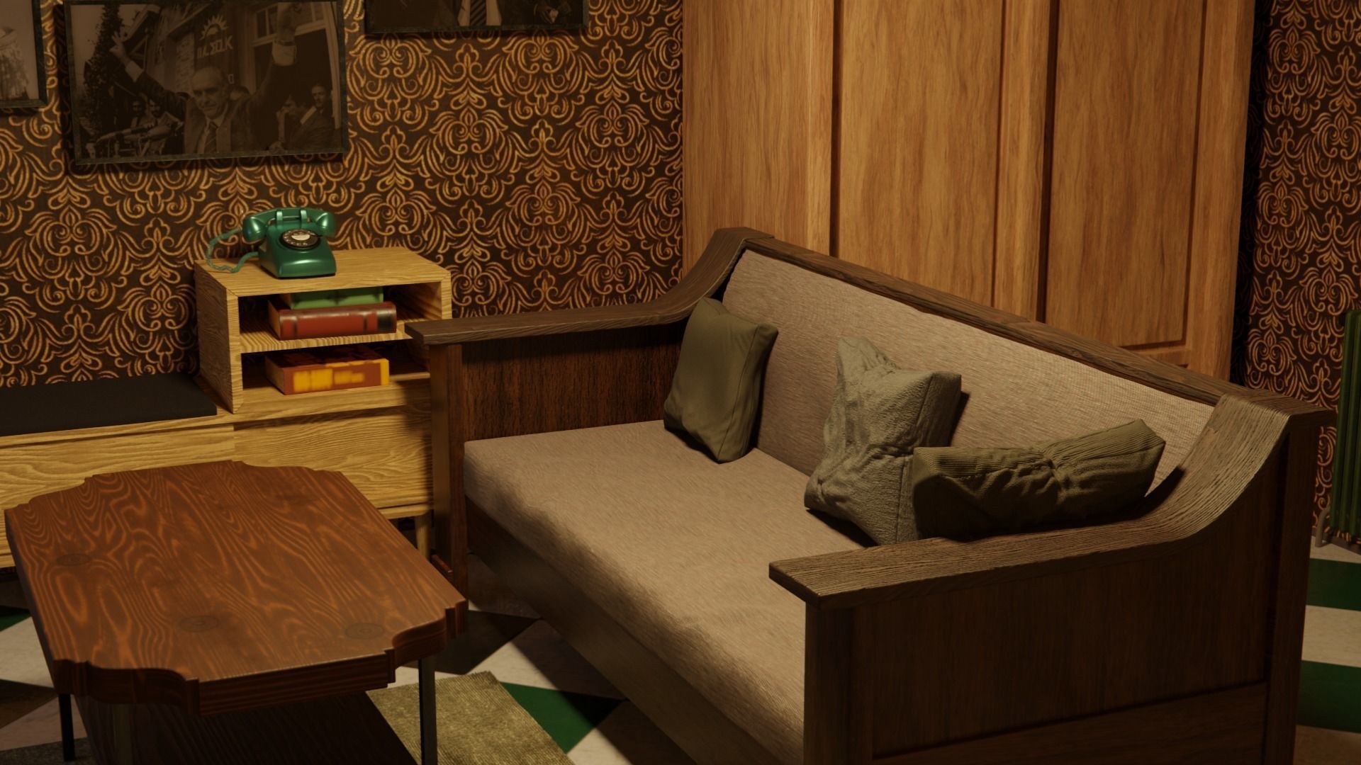 Vintage Living room 3D model_2