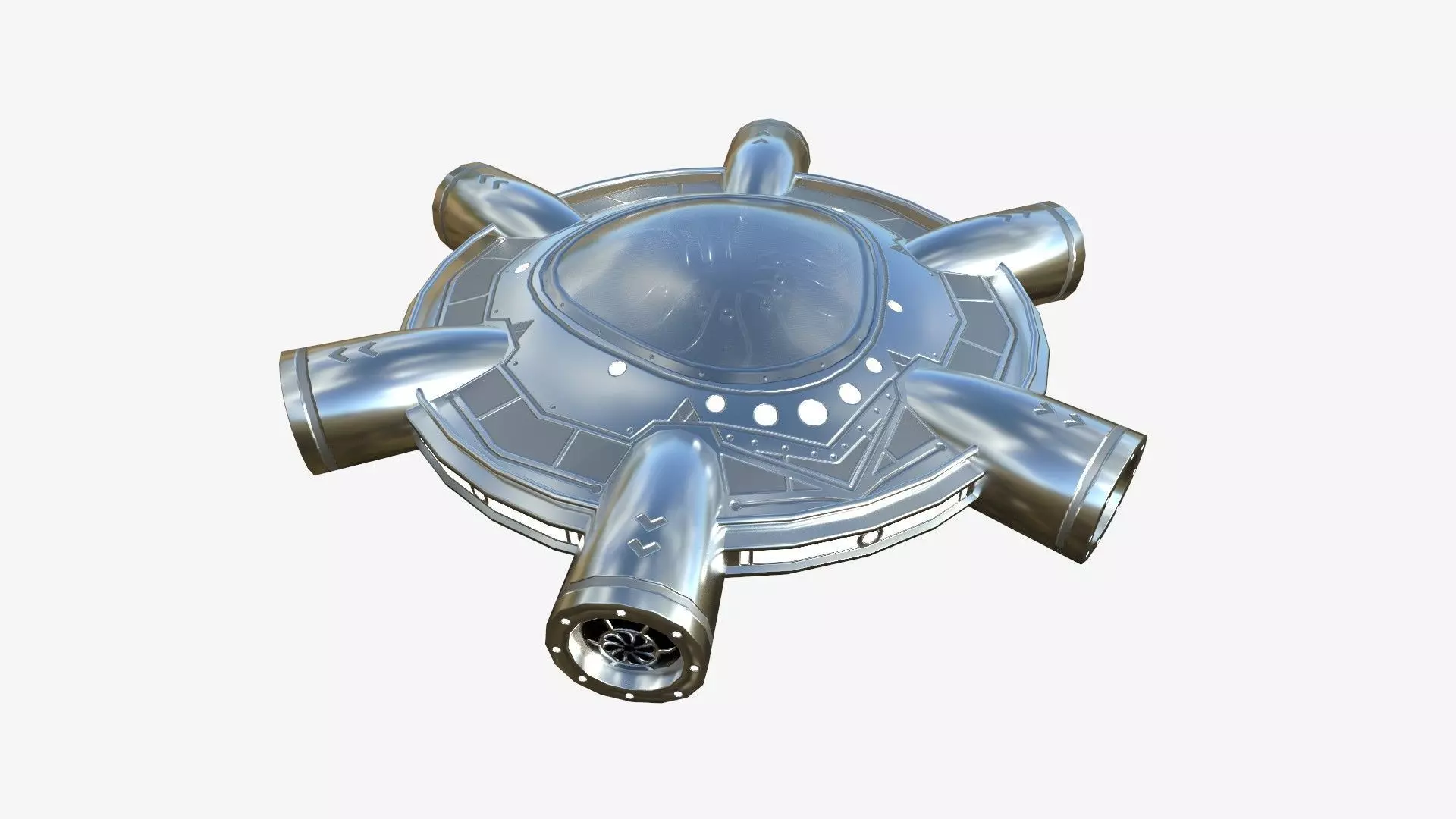 Alien Spaceship UFO J02 Aluminum - Sci Fi Spacecraft Design Low-poly 3D model