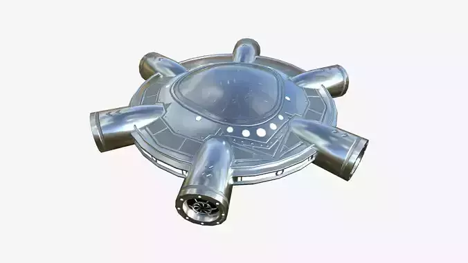 Alien Spaceship UFO J02 Aluminum - Sci Fi Spacecraft Design Low-poly 3D model
