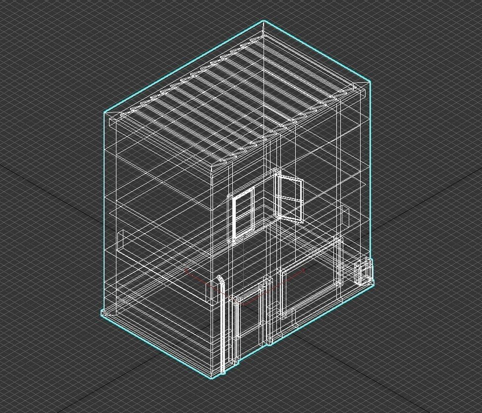 residential building M1 V1 low poly builder - house two floors Low-poly 3D model_2