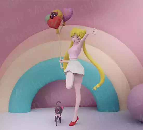 Sailormoon- Usagi flowers and ballons