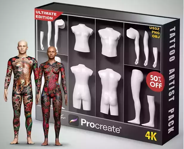 Tattoo Artist Body Parts Pack - Ultimate 3D Model Collection