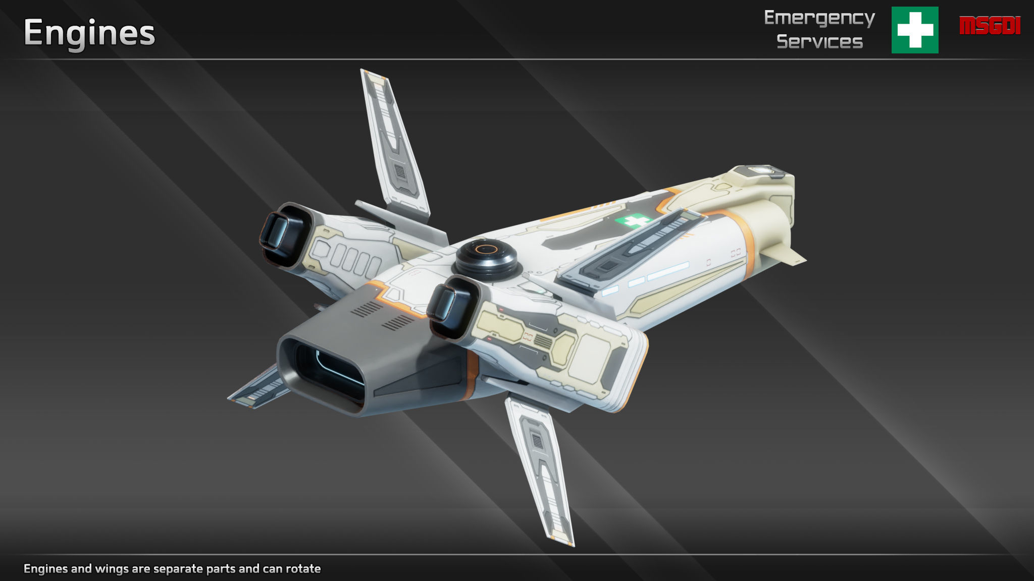 Spaceship ES12 Ambulance Ship Low-poly 3D model_1