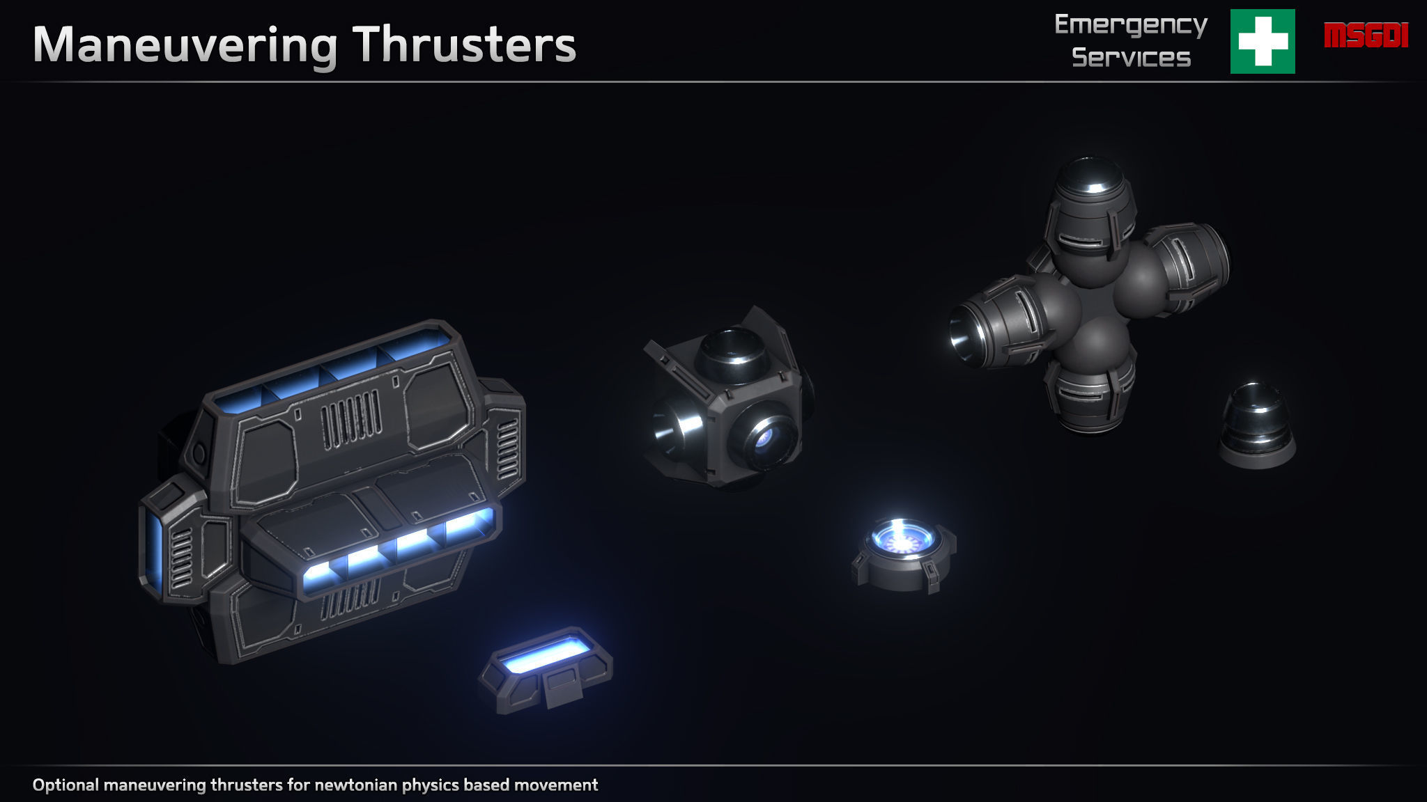 Spaceship ES12 Ambulance Ship Low-poly 3D model_3