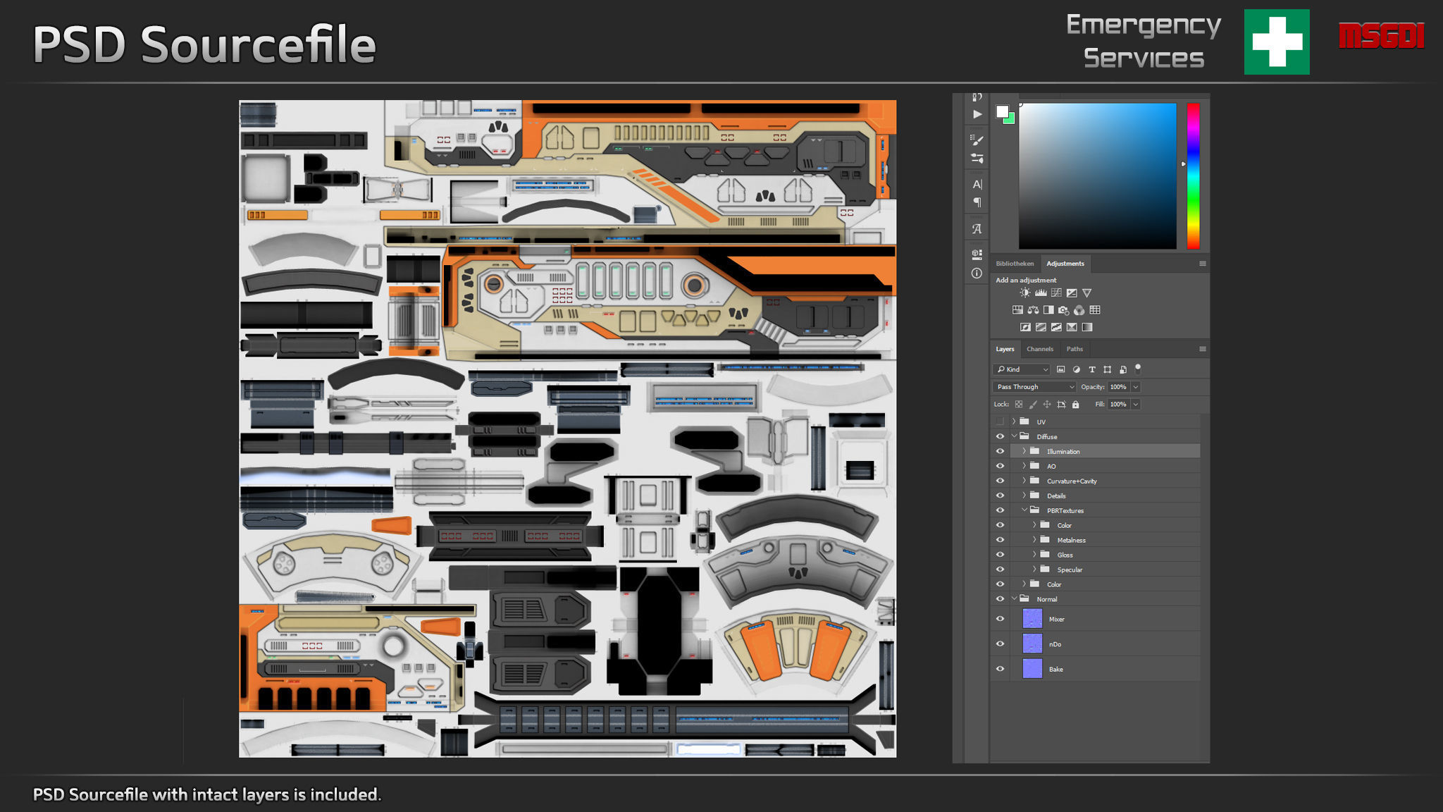 Spaceship ES12 Ambulance Ship Low-poly 3D model_4
